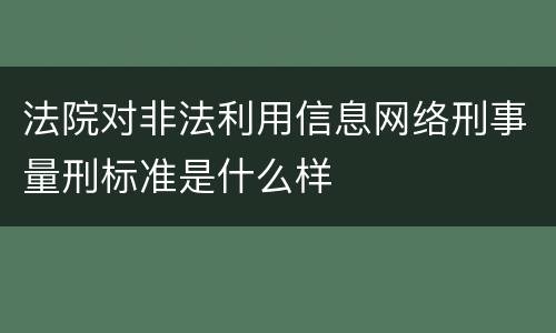 法院对非法利用信息网络刑事量刑标准是什么样