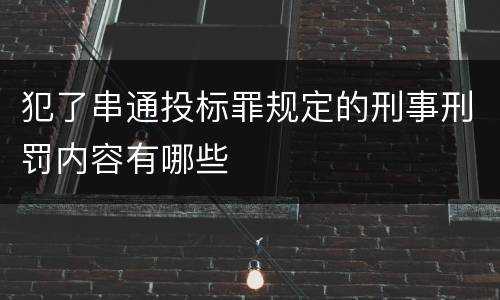 犯了串通投标罪规定的刑事刑罚内容有哪些