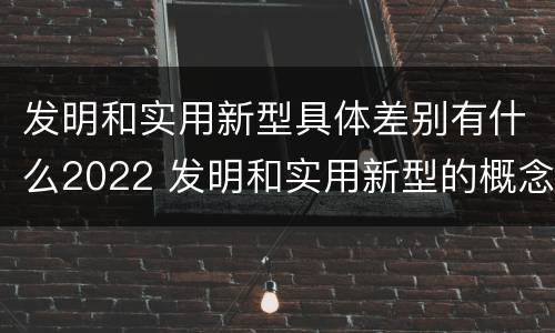 发明和实用新型具体差别有什么2022 发明和实用新型的概念