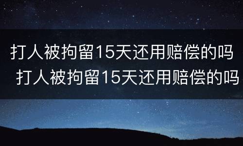 打人被拘留15天还用赔偿的吗 打人被拘留15天还用赔偿的吗为什么