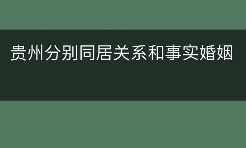 贵州分别同居关系和事实婚姻