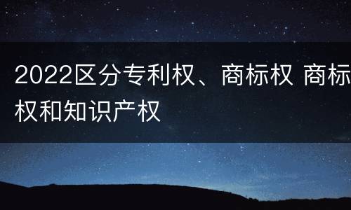 2022区分专利权、商标权 商标权和知识产权