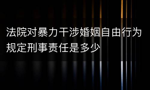 法院对暴力干涉婚姻自由行为规定刑事责任是多少