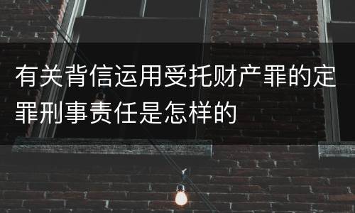 有关背信运用受托财产罪的定罪刑事责任是怎样的