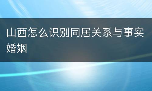 山西怎么识别同居关系与事实婚姻