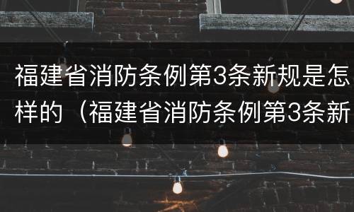 福建省消防条例第3条新规是怎样的（福建省消防条例第3条新规是怎样的内容）