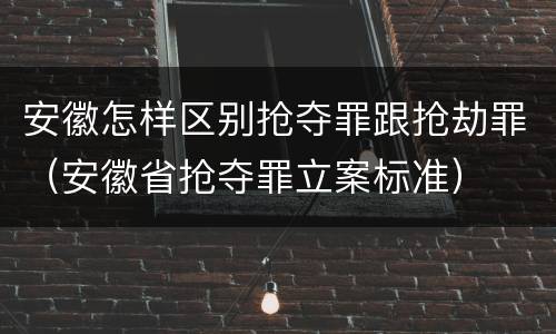 安徽怎样区别抢夺罪跟抢劫罪（安徽省抢夺罪立案标准）