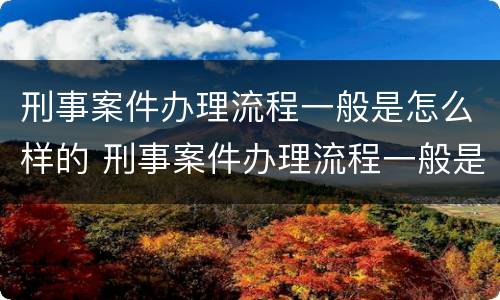 刑事案件办理流程一般是怎么样的 刑事案件办理流程一般是怎么样的呢