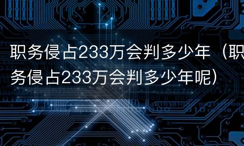 职务侵占233万会判多少年（职务侵占233万会判多少年呢）