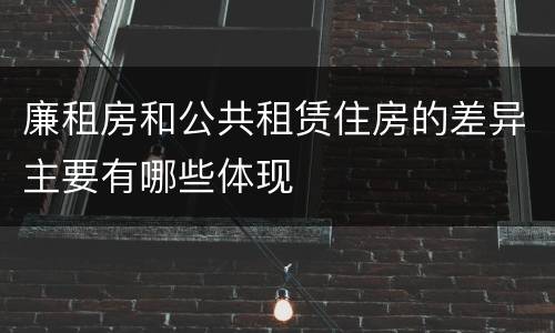 廉租房和公共租赁住房的差异主要有哪些体现