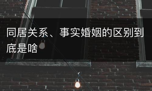 同居关系、事实婚姻的区别到底是啥