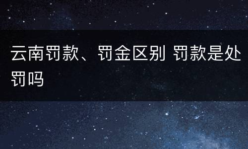 云南罚款、罚金区别 罚款是处罚吗