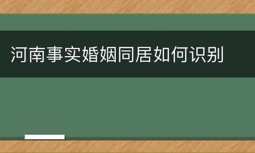 河南事实婚姻同居如何识别