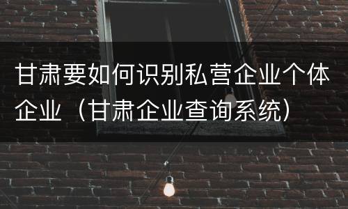 甘肃要如何识别私营企业个体企业（甘肃企业查询系统）