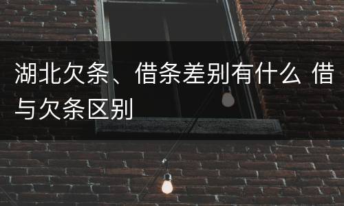 湖北欠条、借条差别有什么 借与欠条区别