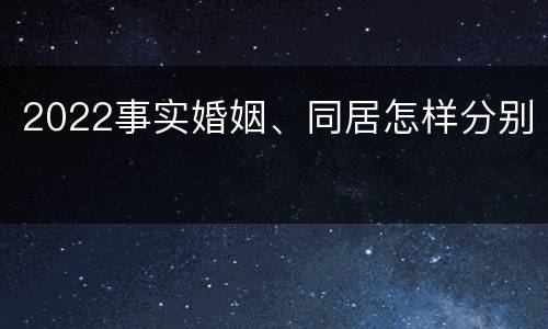 2022事实婚姻、同居怎样分别