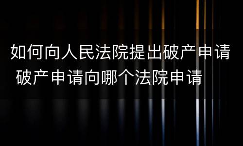 如何向人民法院提出破产申请 破产申请向哪个法院申请