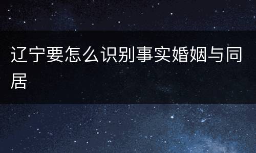 辽宁要怎么识别事实婚姻与同居