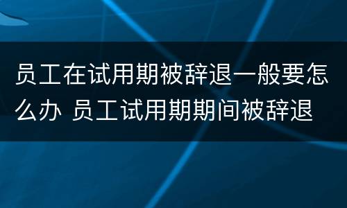 员工在试用期被辞退一般要怎么办 员工试用期期间被辞退