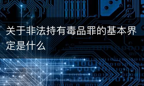 关于非法持有毒品罪的基本界定是什么