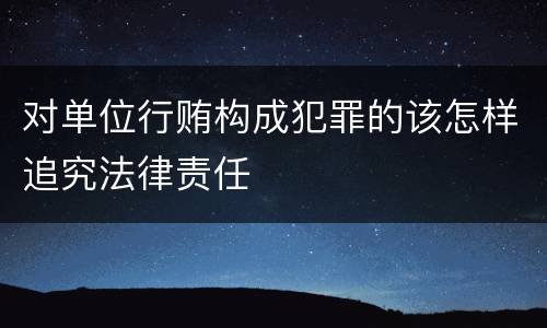 对单位行贿构成犯罪的该怎样追究法律责任