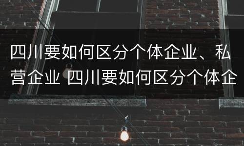 四川要如何区分个体企业、私营企业 四川要如何区分个体企业,私营企业呢