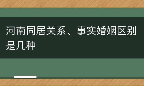 河南同居关系、事实婚姻区别是几种