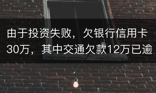 由于投资失败，欠银行信用卡30万，其中交通欠款12万已逾期将被起诉会不坐牢