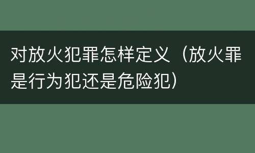 对放火犯罪怎样定义（放火罪是行为犯还是危险犯）