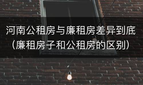 河南公租房与廉租房差异到底（廉租房子和公租房的区别）