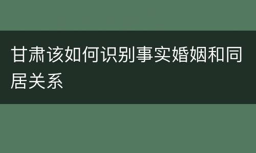 甘肃该如何识别事实婚姻和同居关系