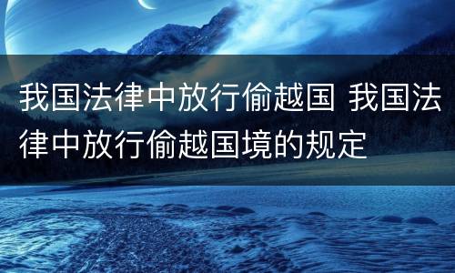 我国法律中放行偷越国 我国法律中放行偷越国境的规定