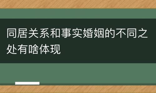 同居关系和事实婚姻的不同之处有啥体现