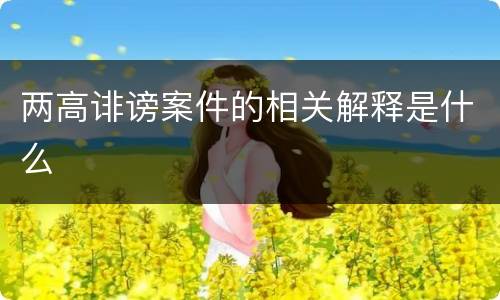 两高诽谤案件的相关解释是什么