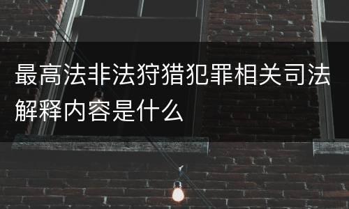 最高法非法狩猎犯罪相关司法解释内容是什么