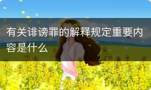 有关诽谤罪的解释规定重要内容是什么