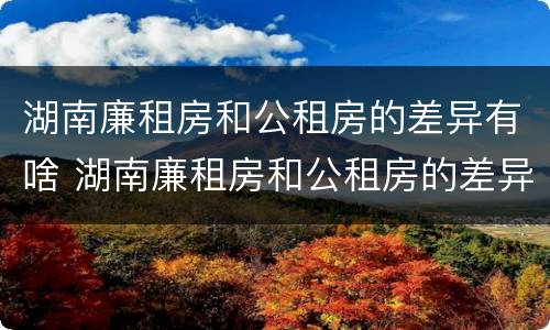 湖南廉租房和公租房的差异有啥 湖南廉租房和公租房的差异有啥影响