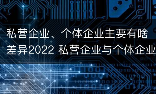 私营企业、个体企业主要有啥差异2022 私营企业与个体企业的区别