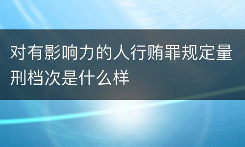 对有影响力的人行贿罪规定量刑档次是什么样