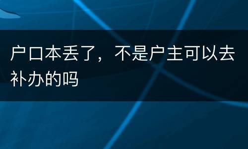 户口本丢了，不是户主可以去补办的吗