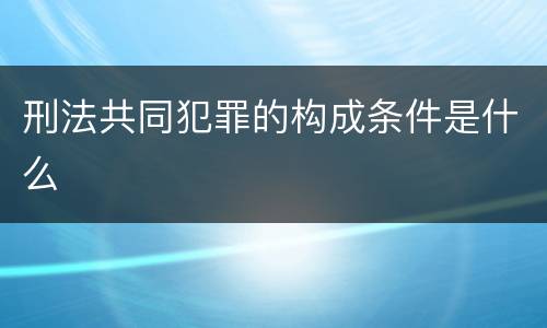 刑法共同犯罪的构成条件是什么