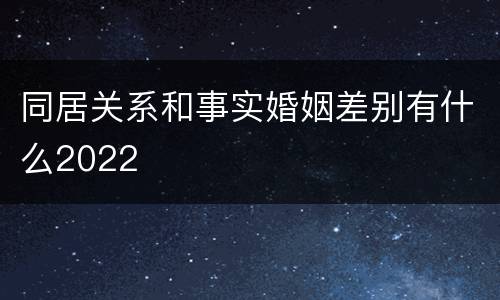 同居关系和事实婚姻差别有什么2022