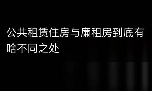 公共租赁住房与廉租房到底有啥不同之处