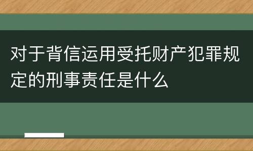 对于背信运用受托财产犯罪规定的刑事责任是什么