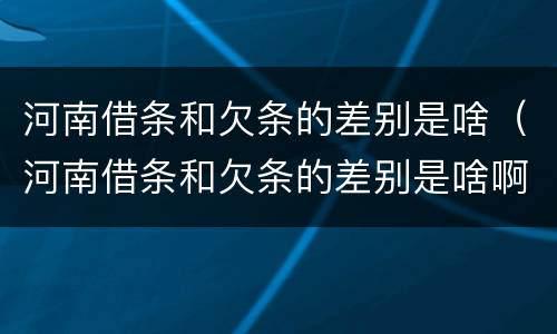 河南借条和欠条的差别是啥（河南借条和欠条的差别是啥啊）