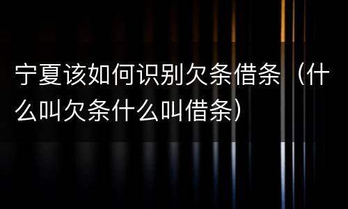 宁夏该如何识别欠条借条（什么叫欠条什么叫借条）