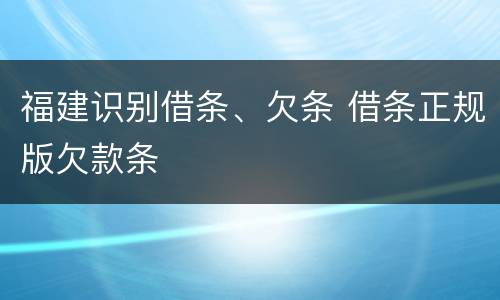 福建识别借条、欠条 借条正规版欠款条