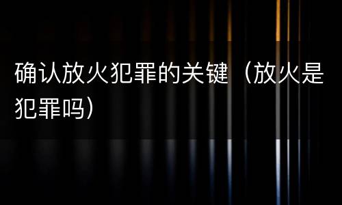 确认放火犯罪的关键（放火是犯罪吗）