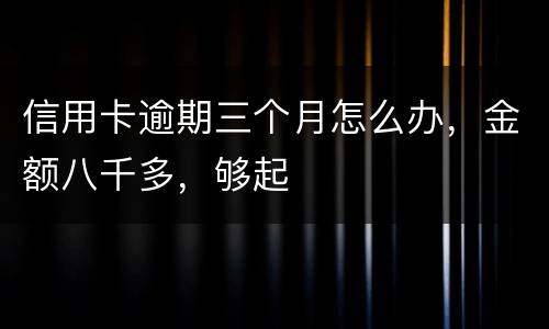 信用卡逾期三个月怎么办，金额八千多，够起