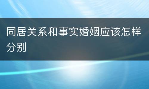 同居关系和事实婚姻应该怎样分别